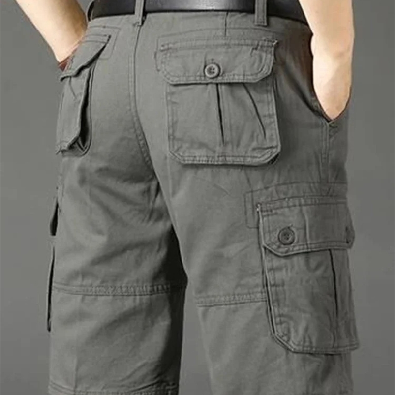 Khaki Half Mens Cargo Shorts Solid Male Bermuda Short Pants Big and Tall er Jogger Baggy In Homme Jorts Cotton 250117