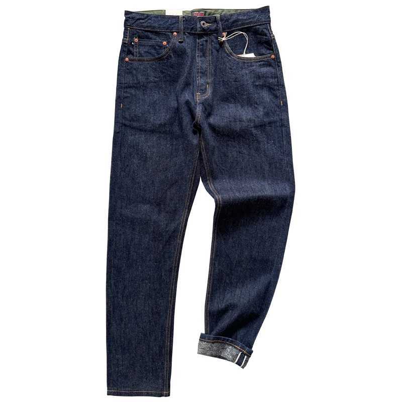 14oz Raw Selvedge Denim Jeans for Men Tapered Straight Indigo Washed 100 Cotton Pants with Back Paris buckle American Vintage X250924