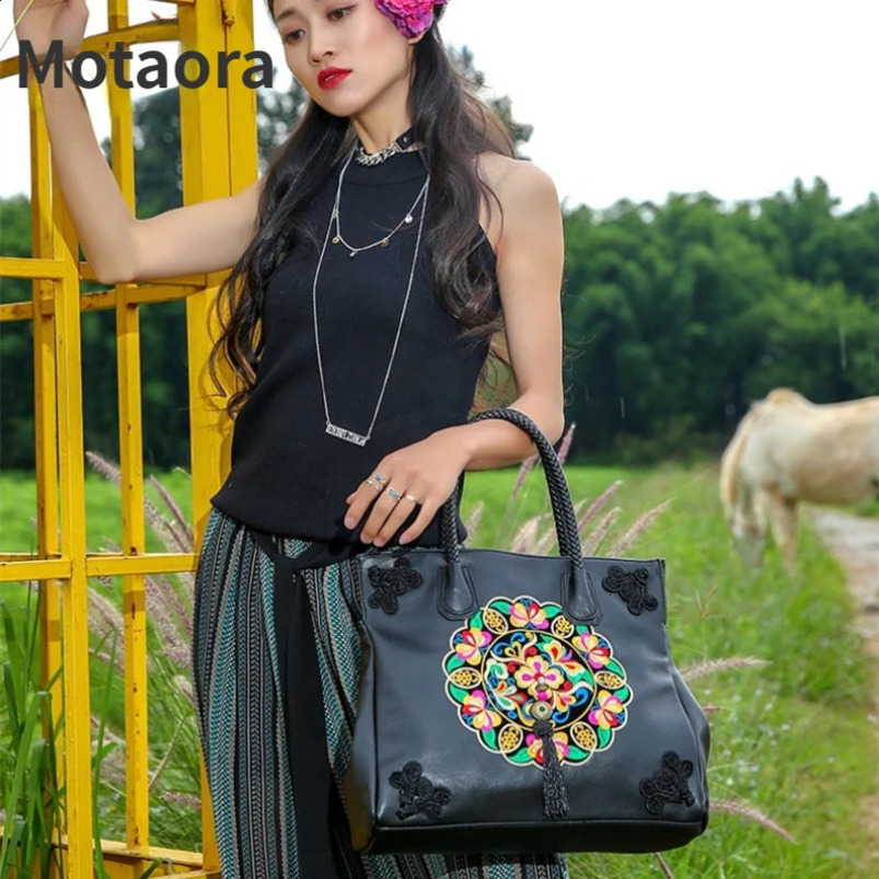 MOTAORA Chinese style embroidery y ner womens handbag PU leather large capacity fashionable 240823