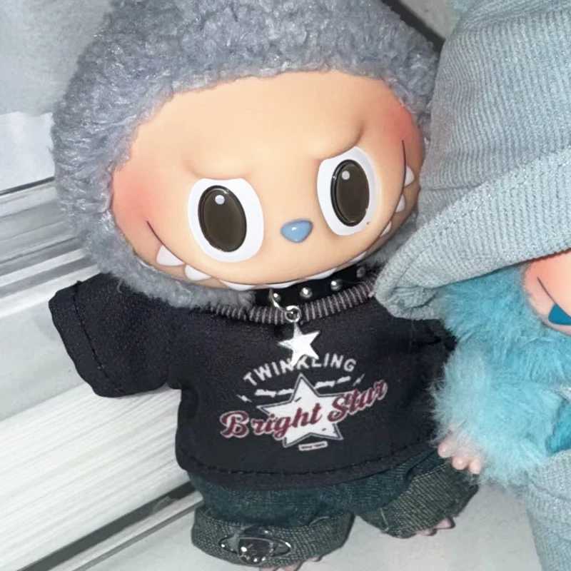 For Labubu Clothes For V1V2V3 Plush Idol 1517cm Doll Hip Hop TShirt Pants Necklace 3PCSPack Decoration Accessories Fans Gift C250924
