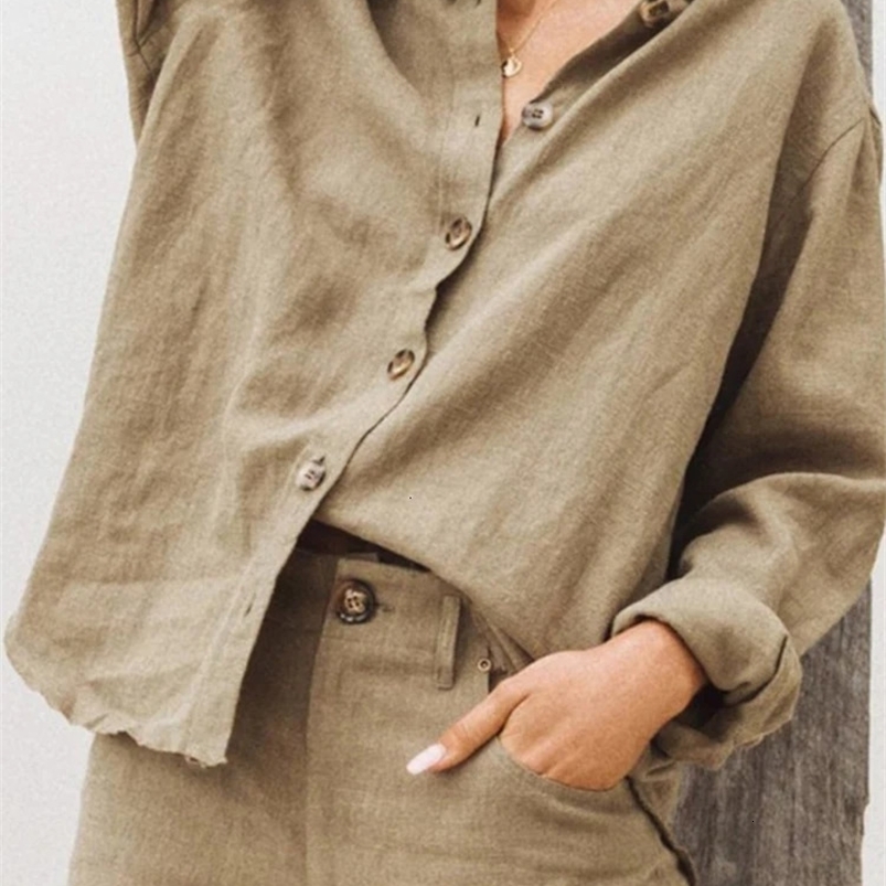 Casual Long Sleeve Cotton Linen Loose Womens Blouse Elegant Solid Vintage Harajuku Button Up Shirt Streetwear Oversized Tops 250318