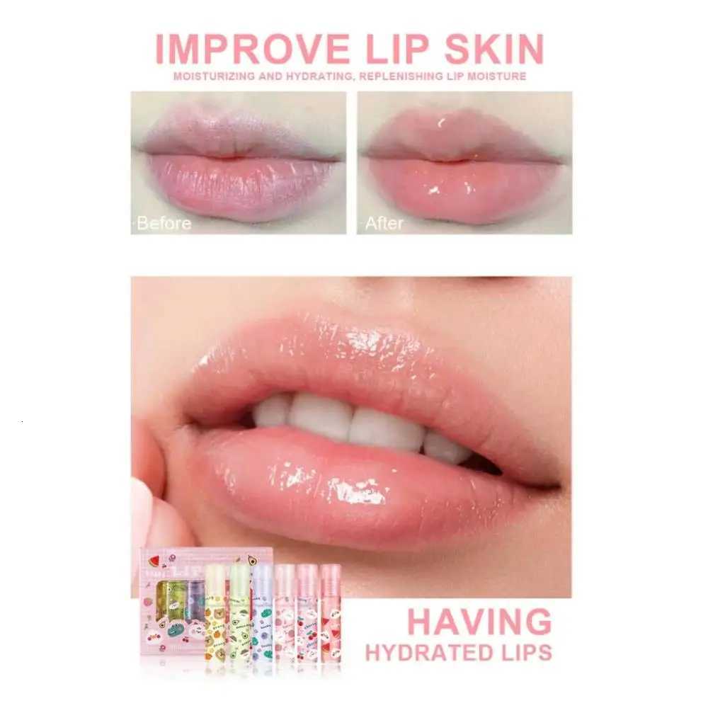 Roll On Lip Oil Hydrating Gloss Set Moisturizing Fruit Balm Waterproof Non Stick Transparent Shine Care Tint F250922