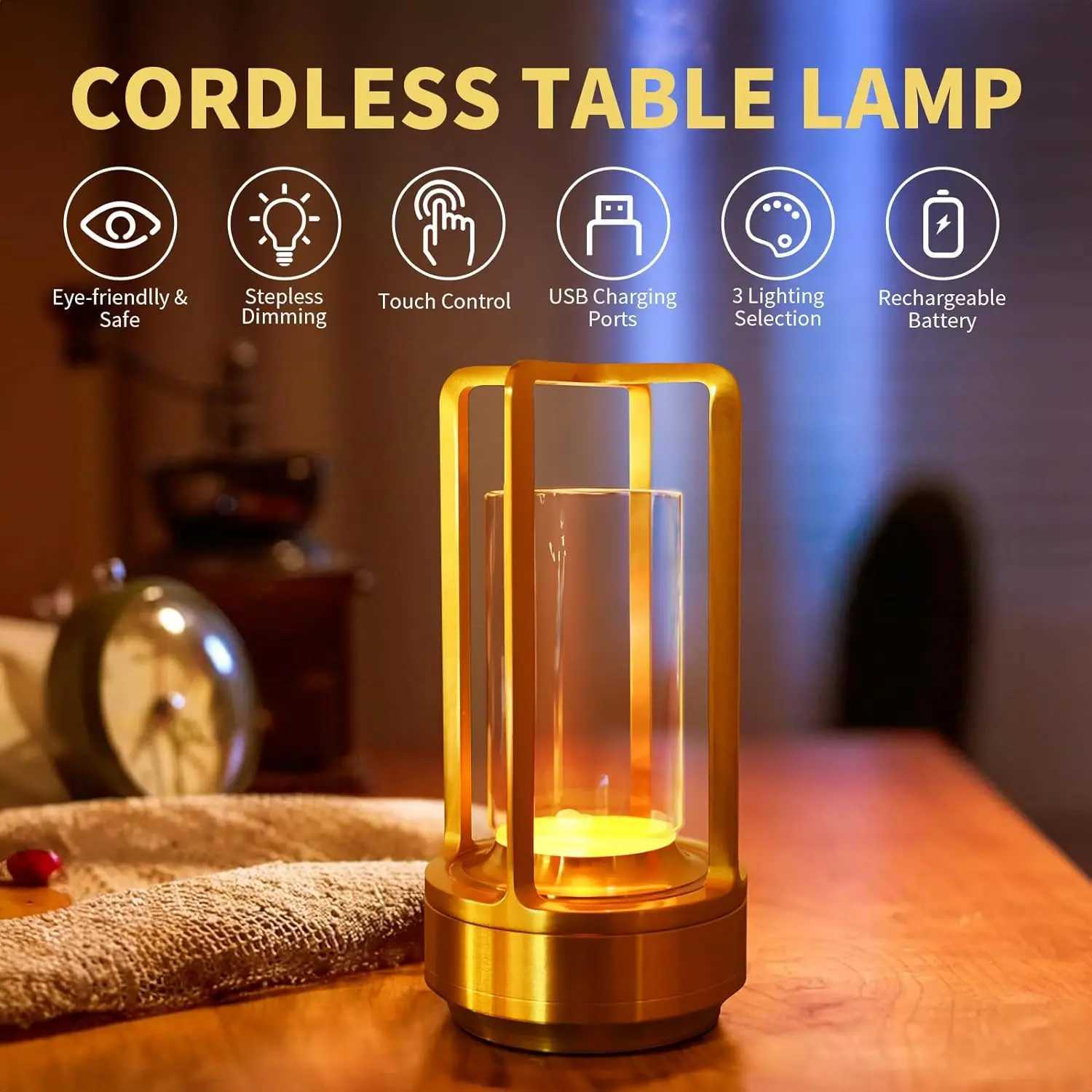 LED Cordless Table Lamp Retro Bar Metal Desk Lamps Rechargeable Touch Dimming Night Light Restaurant Bedroom Home Outdoor Decor C251115