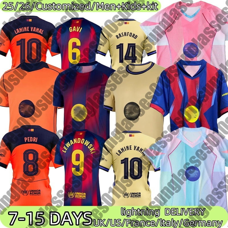New 25 26 Soccer Jerseys LAMINE YAMAL #19 GAVI #6 RAPHINHA #11 F. DE JONG #21 Jerseys RASHFORD #14 KOUNDE #23 R.Araujo #4 FERMIN #16 OLMO #20 Jerseys 2025 football shirt mene kids kit