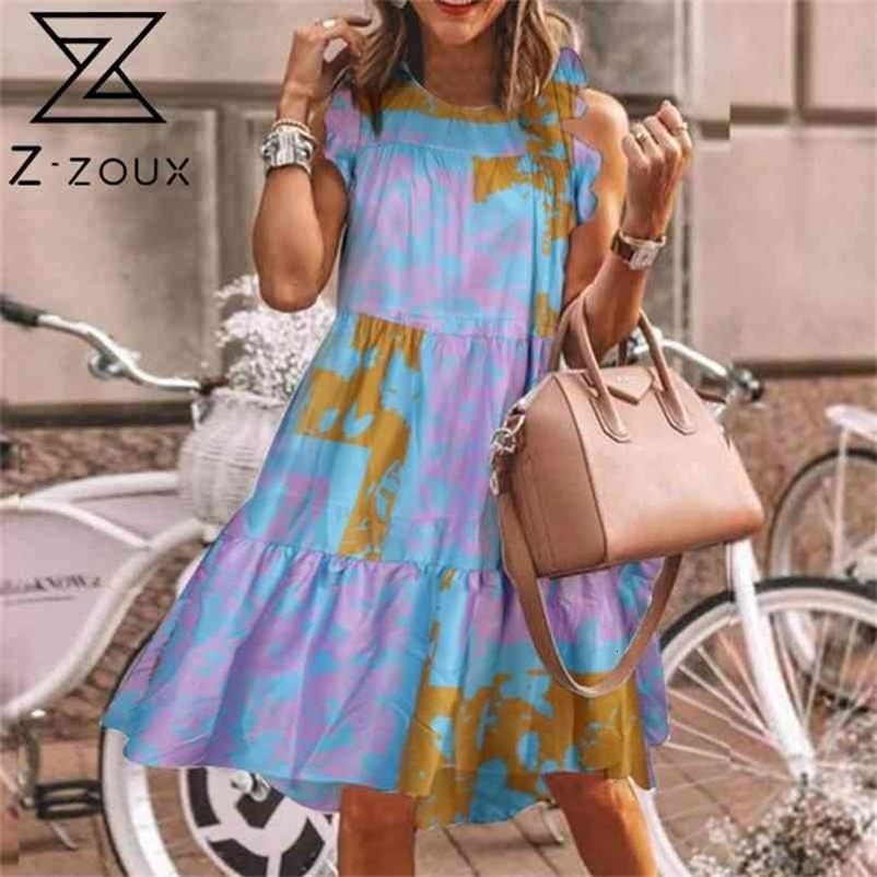 Women Dress Ruffles Sleeveless Dot Dresses Plus Size Loose Color Matching Casual Long Print Fashion 210513