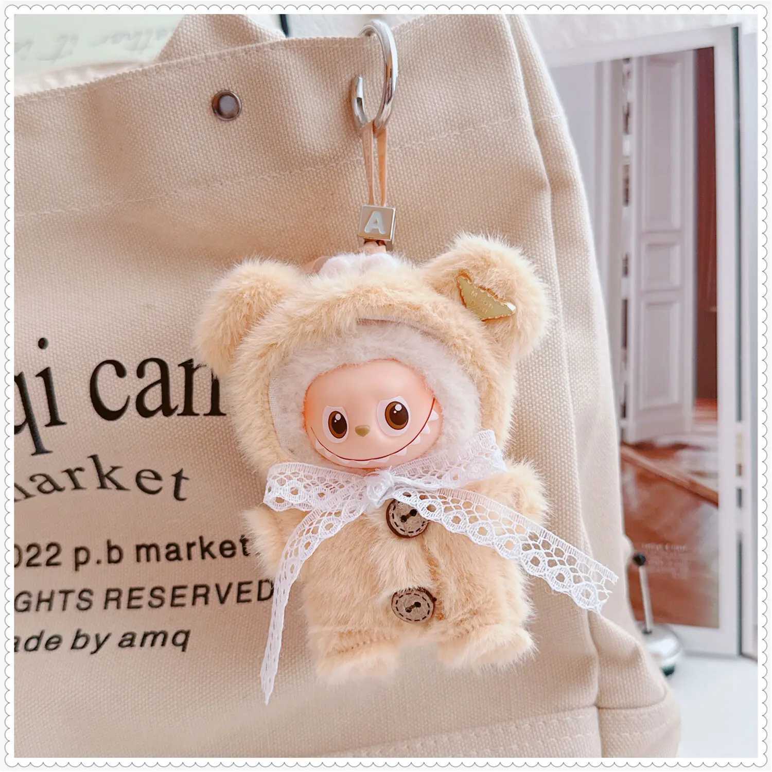 10cm Mini Labubu 40 Doll Clothes 4thGen Cute Furry Bearthemed Onesie Accessories for Mini Labubu C250924
