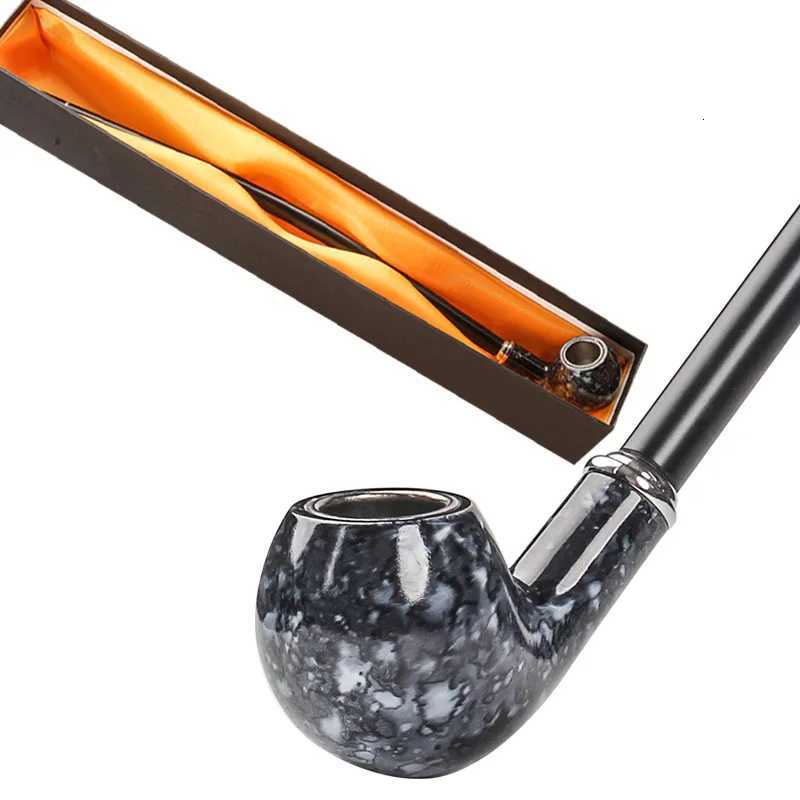 Long Smoking Tobacco Pipe with Filter 41CM Wooden Resin Removable Washable Long Bent Rod Churchwarden Tobacco Smoking Pipe Gift F250924