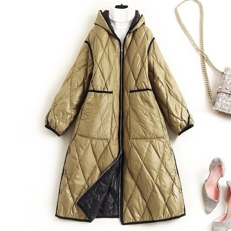 Doublesided Wear Hooded Down Jacket Winter New Warm Long Coat 90% White Duck Down Pockets Winter Coats for Women 201019