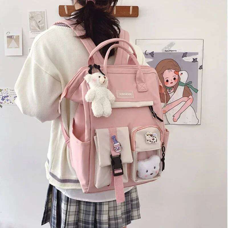 2025 Backpack Women Candy Color Laptop Backpacks Cute Kawaii High School Bags for Teenage Girl Japanese Travel Camping backpacks