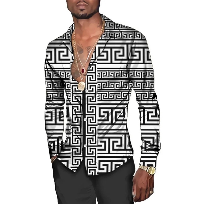 Long Sleeve Shirt 3D Print Graphics Holiday Party Mens Shirt Long Sleeve Top Fashion Casual Lapel Cardigan man 240704