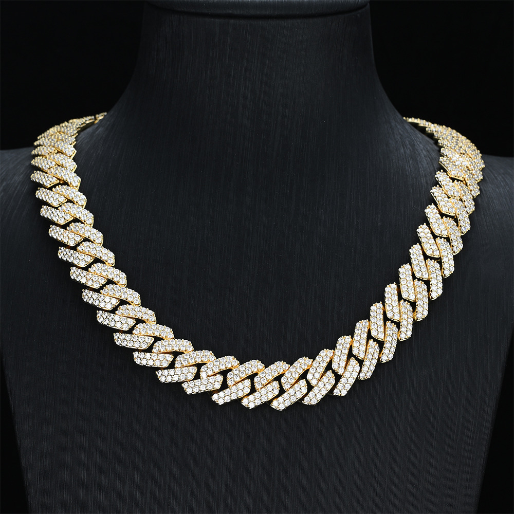 Hiphop Jewelry 14mm VVS Moissanite Diamond Bracelet S925 Sterling Silver Iced Out Miami Cuban Link Chain Necklace