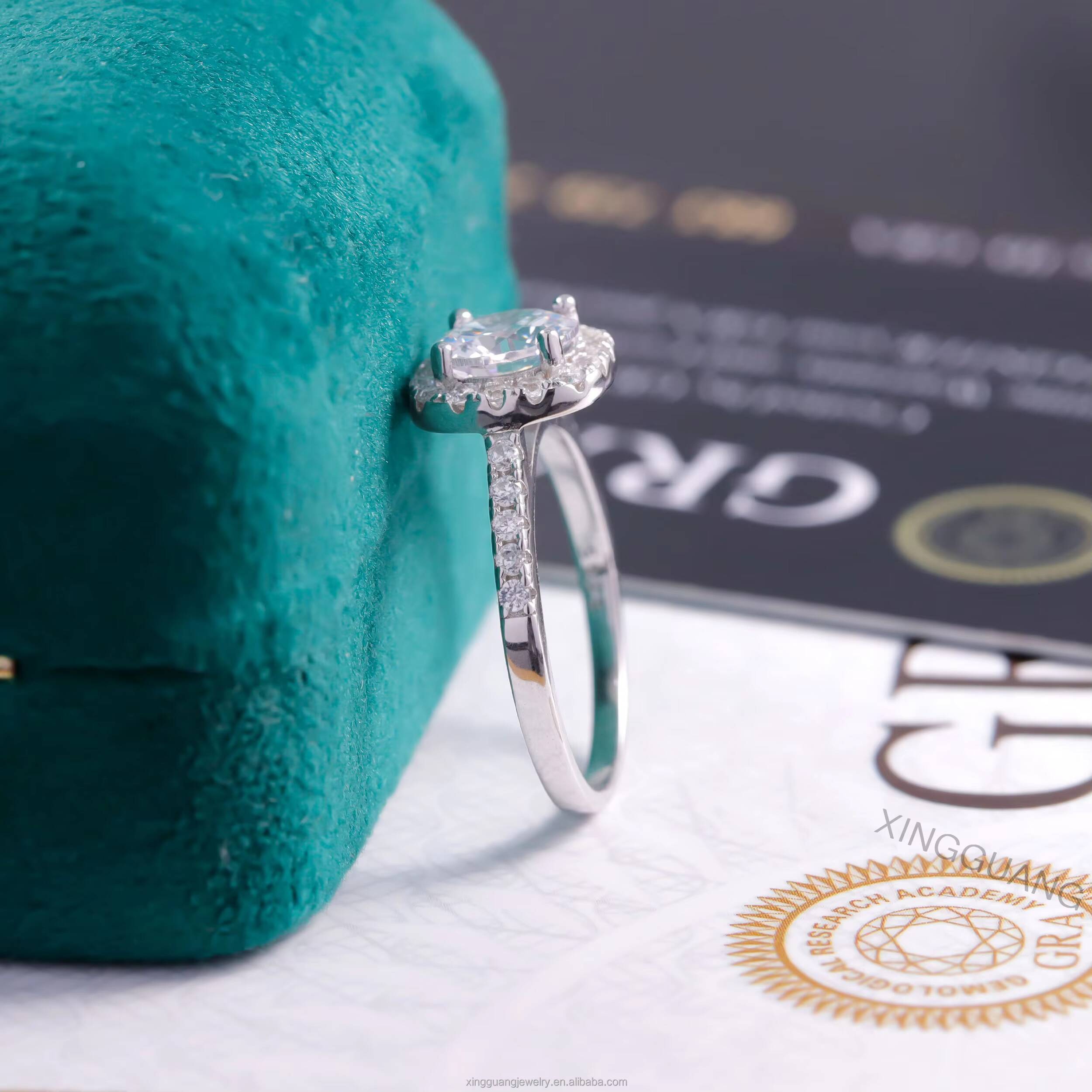 High End 10CT Brilliant Round GRA Moissanite Halo Style 14K 18K White Gold Solid Gold Ring Women Wedding Engagement Jewelry