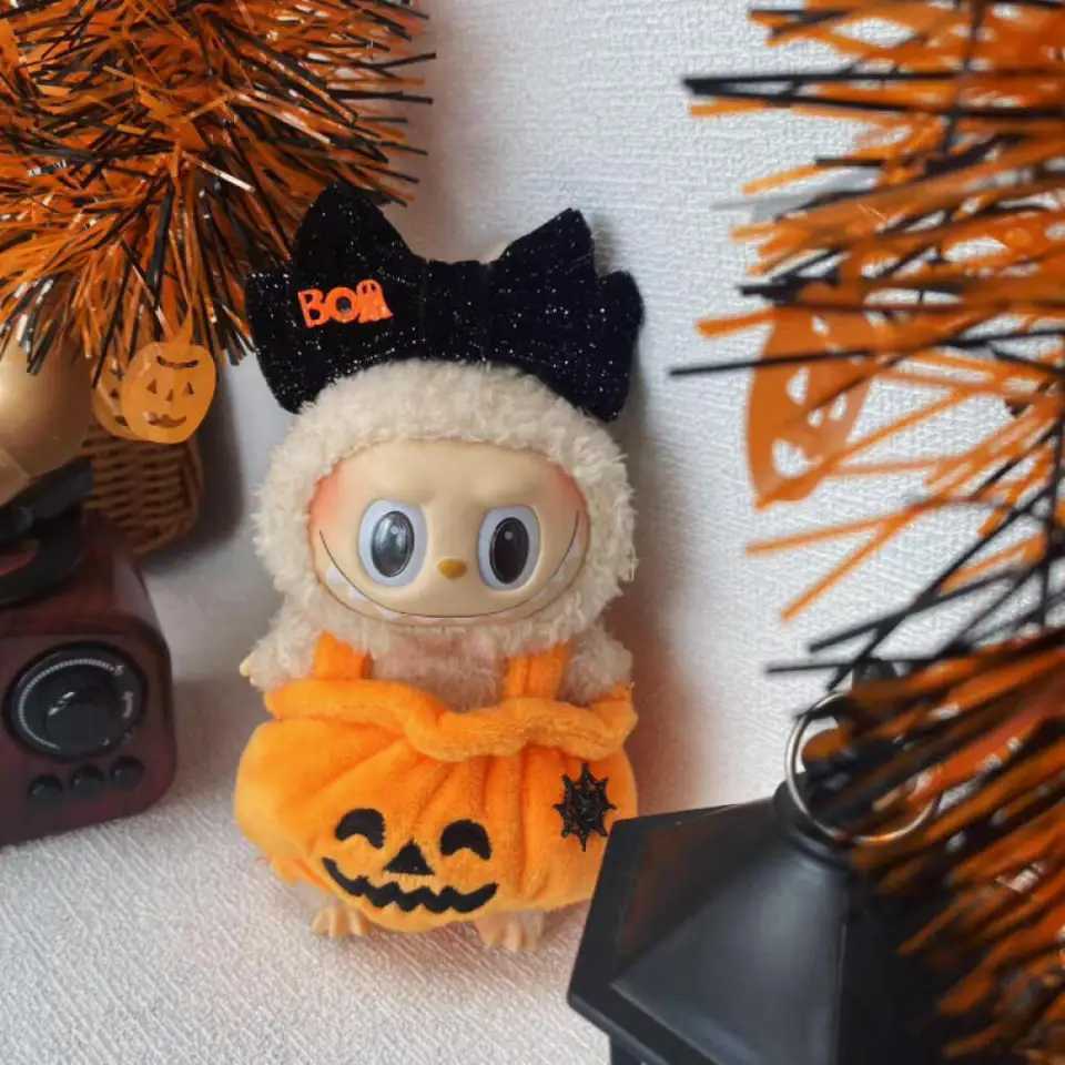 For Labubu Doll Clothing Halloween Outfit Skull Headwear Decoration Pin Pumpkin Clothes Funny Inserted Hair Accessory C250924