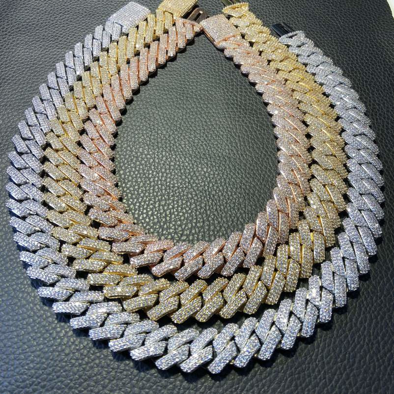 Iced Out Prong Cuban 3 Rows Stones 19 mm 18202224inch