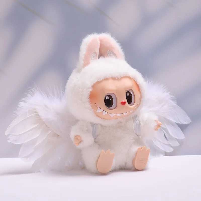 17cm Labubu Angel Devil Feather Wings Clothing Pendant Mini Plush Clothing Fashion Cute Animal Clothing Accessories Gift C250924