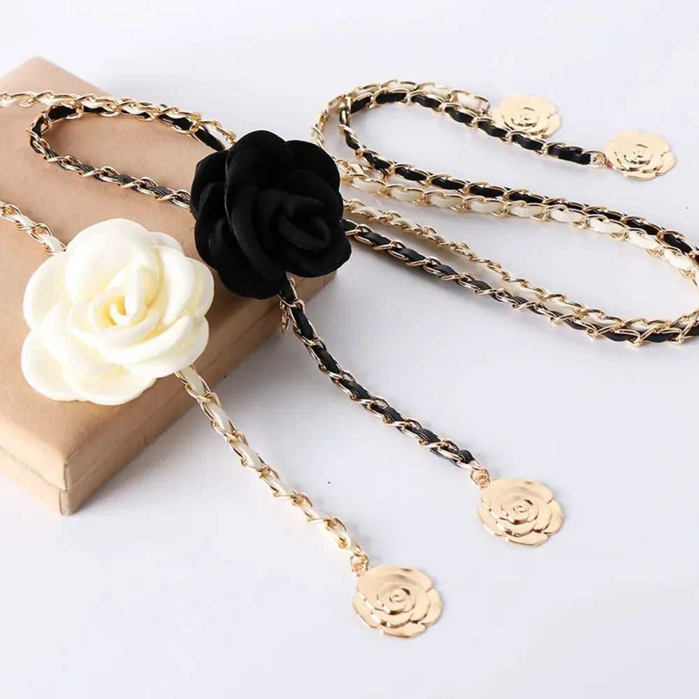 Fashion 1PC Lady Camellia Waist Chain for Women Highend Black White Flower Body Chains Jeans Dress Jewelry Decoration Wholesale21 D250924