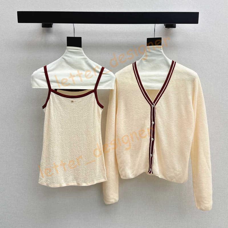 Designer Women's Sweaters 25Ss Autumn new Knitted Two-Piece Set Sleeveless Slim Vest V-neck Knitted Cardigan jacket sweater tanks top for women size SML