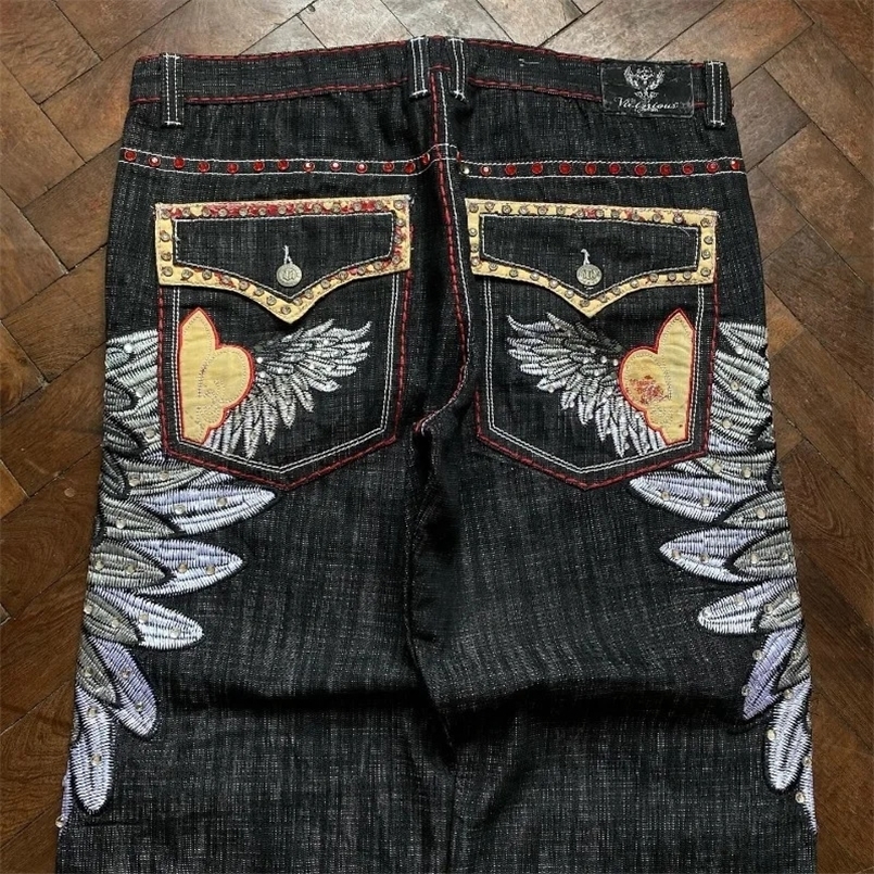 Street Hip Hop Y2K Casual Edition Straight Wide Leg Mens European and American Harajuku Retro Fashion Loose Womens Jeans 241031