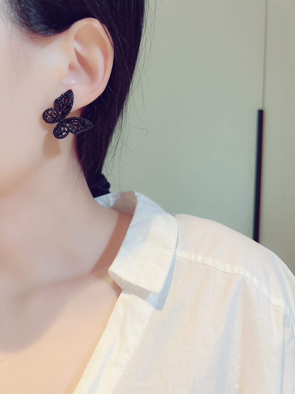 Black Butterfly Zircon Inlaid Earrings All-match Commute Gifts for Women Designer Women Jewelry Wedding Valentine's Day Gift