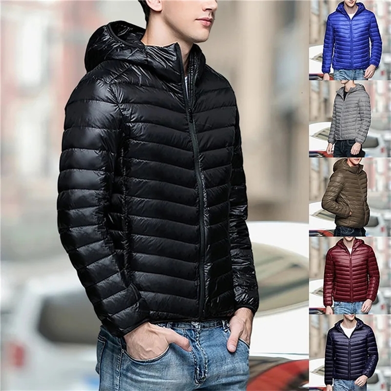 Men's Down Parkas Jodimitty Men Autumn Winter Fashion Short Puffer Jackets Arrival Ultralight Down Coat Portable Packable Down Jacket 231026
