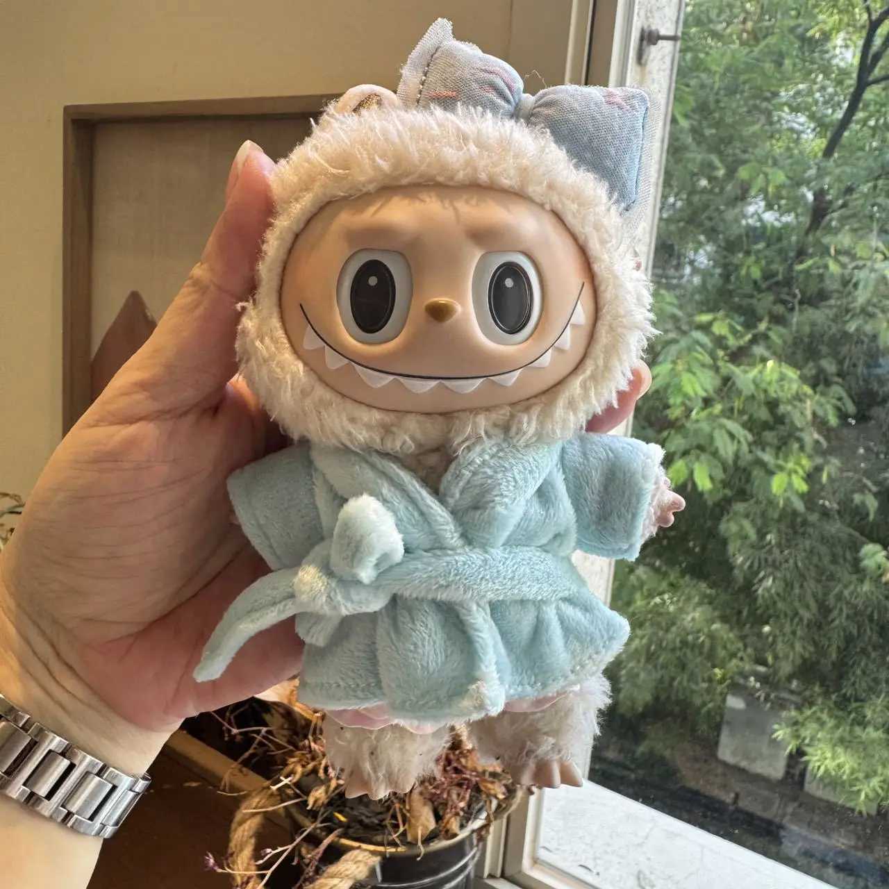 Plush Pajama with Bow and Pants Set for Labubu Bathrobe for V1v2v3 Labubu Doll DIY Clothing Accessories C250924