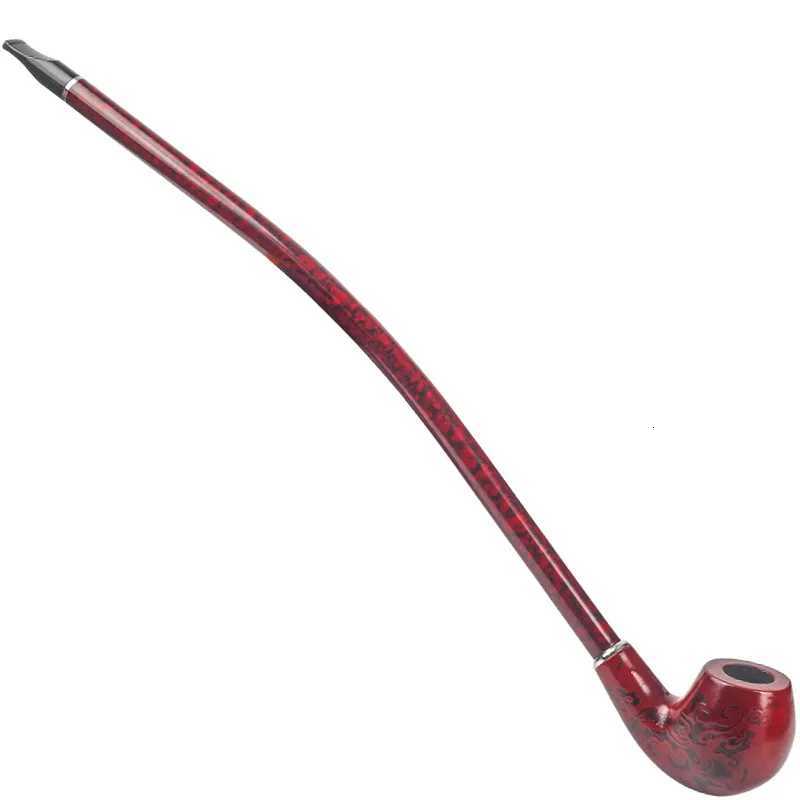 Long Smoking Tobacco Pipe with Filter 41CM Wooden Resin Removable Washable Long Bent Rod Churchwarden Tobacco Smoking Pipe Gift F250924