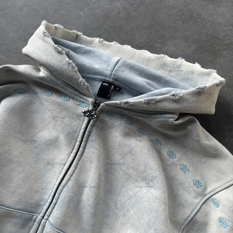 European and American Y2k Harajuku Trendy Versatile Clothing Classic Oversized Hoodie Casual Versatile Loose Zipper Sweatshirt 250213