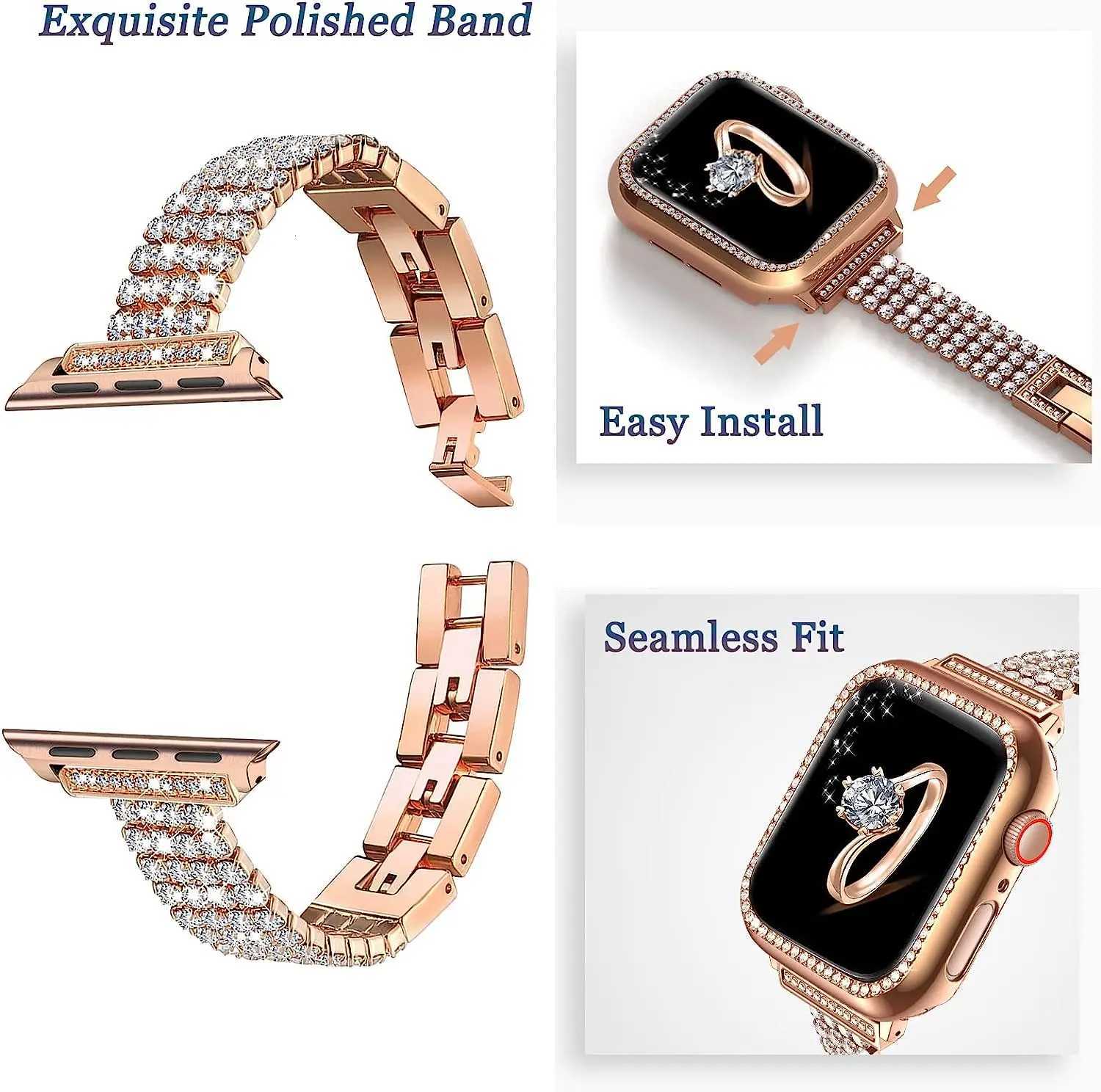 Bling Strap for Watch Band 40mm 41mm 44mm 45mm Slim Jewelry Metal Link Bracelet Wen iWatch tra 2 49mm 9 8 7 6 5 4 3 SE D250924