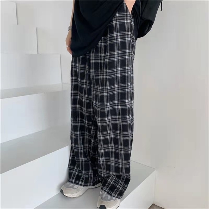 Women's Pants Capris drop Harajuku Plaid For Women Trousers Streetwear Loose Wide Leg Summer Ladies Causal Oversize 220916 Z260314