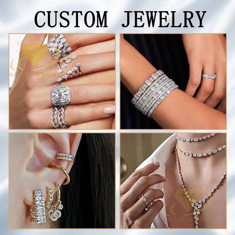 Galaxy Jewelry White Gold Lab Grown Diamond Ring Pass The Diamond Tester VVS Clarity D Color Custom Ring For Gift