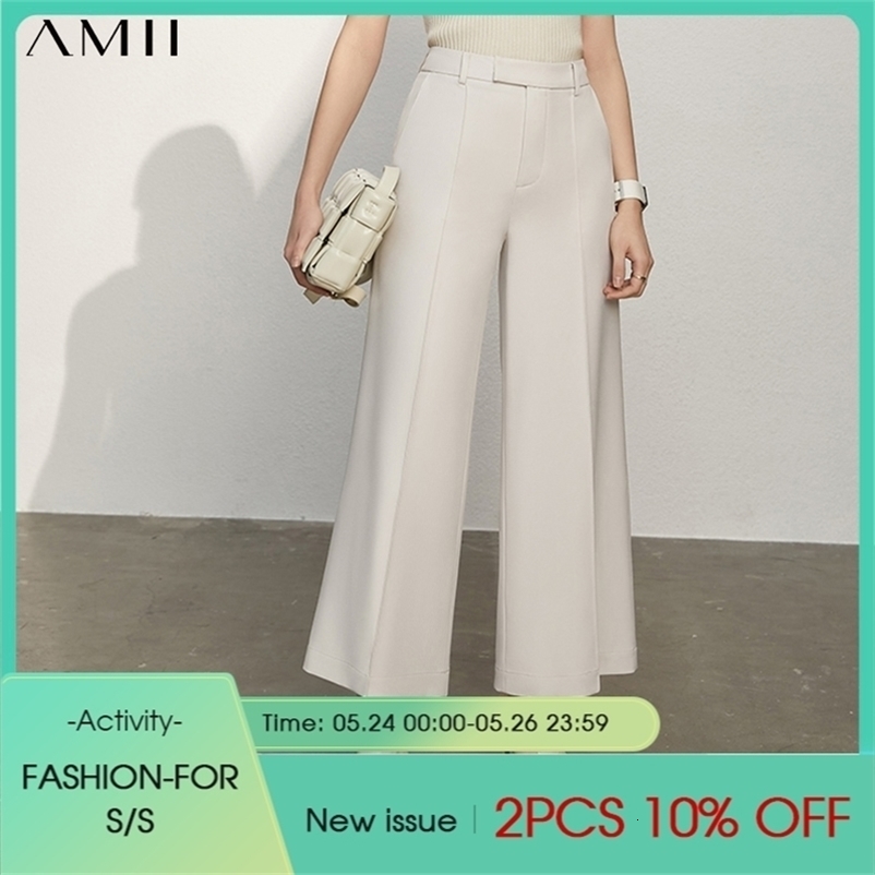 Minimalism Summer Women's Pants Offical Lady Solid High Waist Loose Female Trousers Causal Suit 12140279 210527