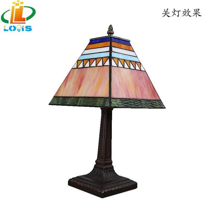 20CM Scandinavian Quadrilateral Simple Table Lamp Tiffany Style Computer Desk Cafe Antique Bedroom Bedside Stained Glass Metal C251115