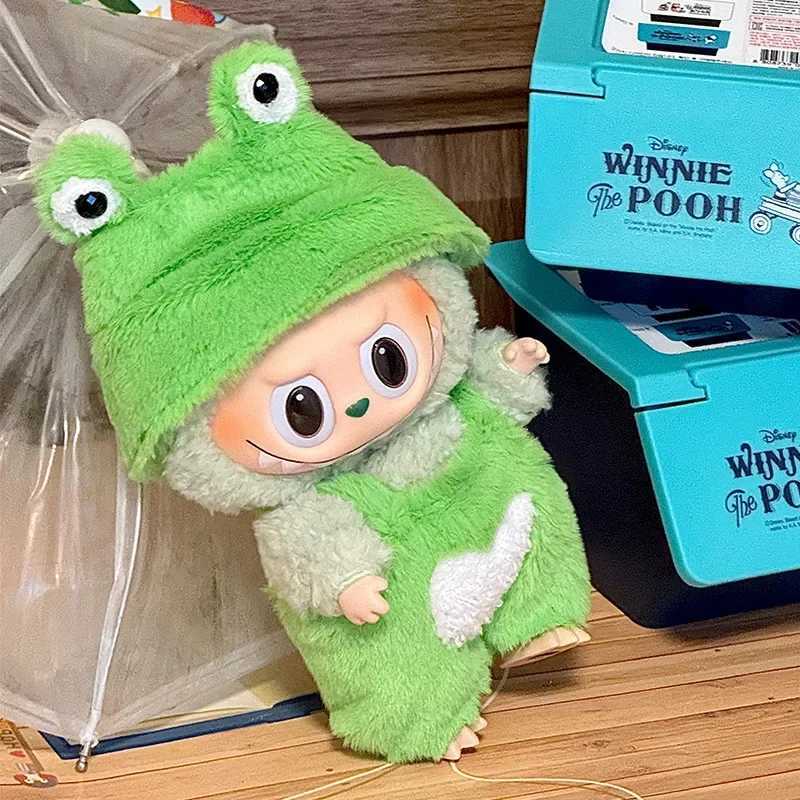 Doll Clothes 1517CM LABUBU Macaron Frog Set Jumpsuit Kawaii Fisherman Hat 2PCSPack Plush Cotton Doll Dress Up Game Decoration C250924