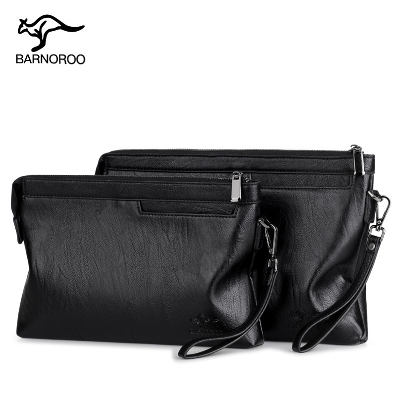 New Korean Style Mens Handbag Large Capacity Clutch Bag Envelope Bag Soft Leather Casual Underarm Bag