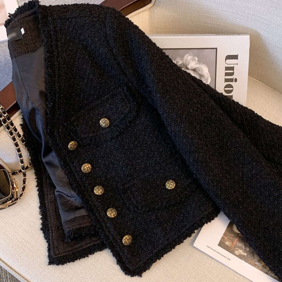 Lanjia- Black Chanel-Style Jacket For Women, And Autumn 2025 New French Elegant Socialite Early Spring Short Slim-Fit Top 511C9
