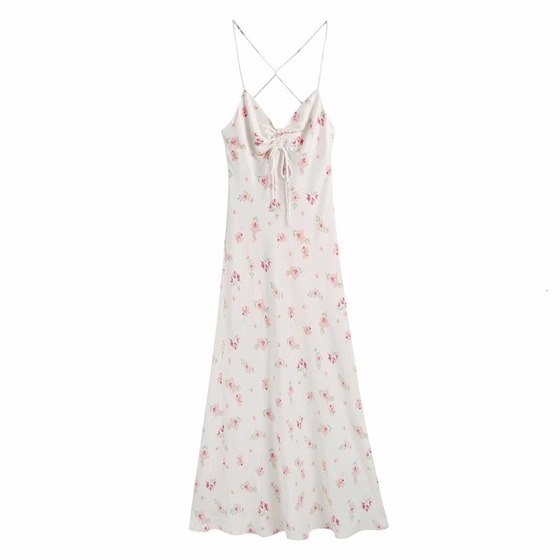 Summer Dress Women Backless Elegant Casual Fashion Chic Lady Woman Slip Maxi Dress Floral Sundress 210709