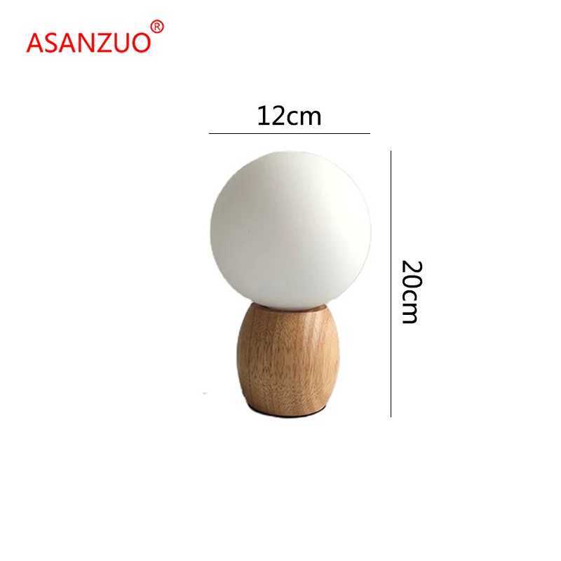 ASANZUO Wood table lamp milk white glass ball decor Bedroom bedside lamp Study Childrens eye protection warm LED desk lamp C251115