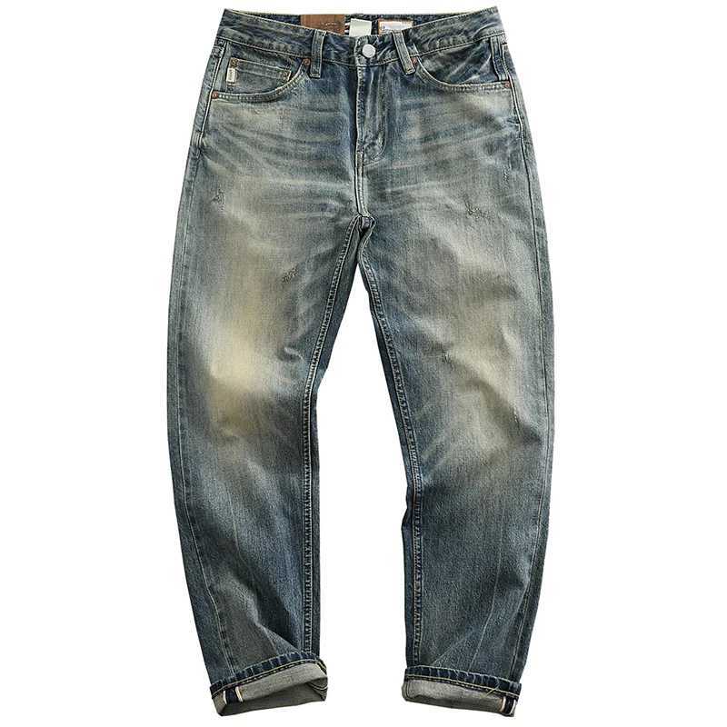 Red Selvedge Denim Jeans for Men High Quty 125oz Tapered Straight Pants WHISKER Washed American Vintage Y2k Cityboys X250924