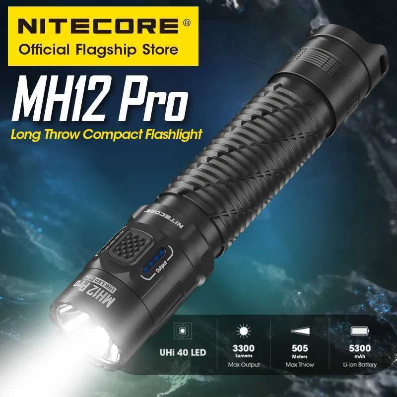 NITECORE MH12 Pro USBC Rechargeable Compact Flashlight 505 Meters Tactical Torch UHi 40 LED Beam 5300mAh 21700 Liion Battery J250924