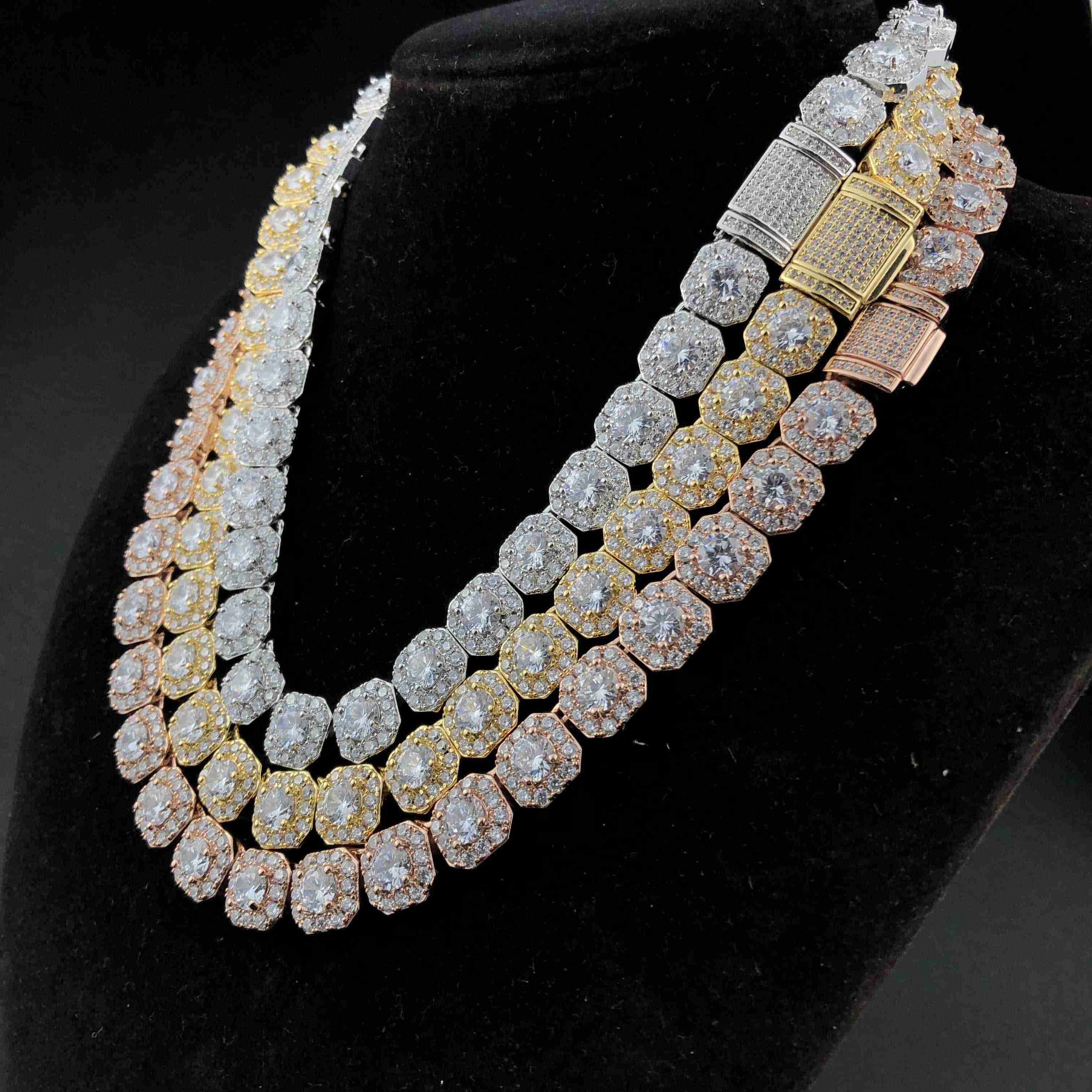 YSS Jewelry 10mm Mens Ice Clout Clustered Tennis Chain Necklaces