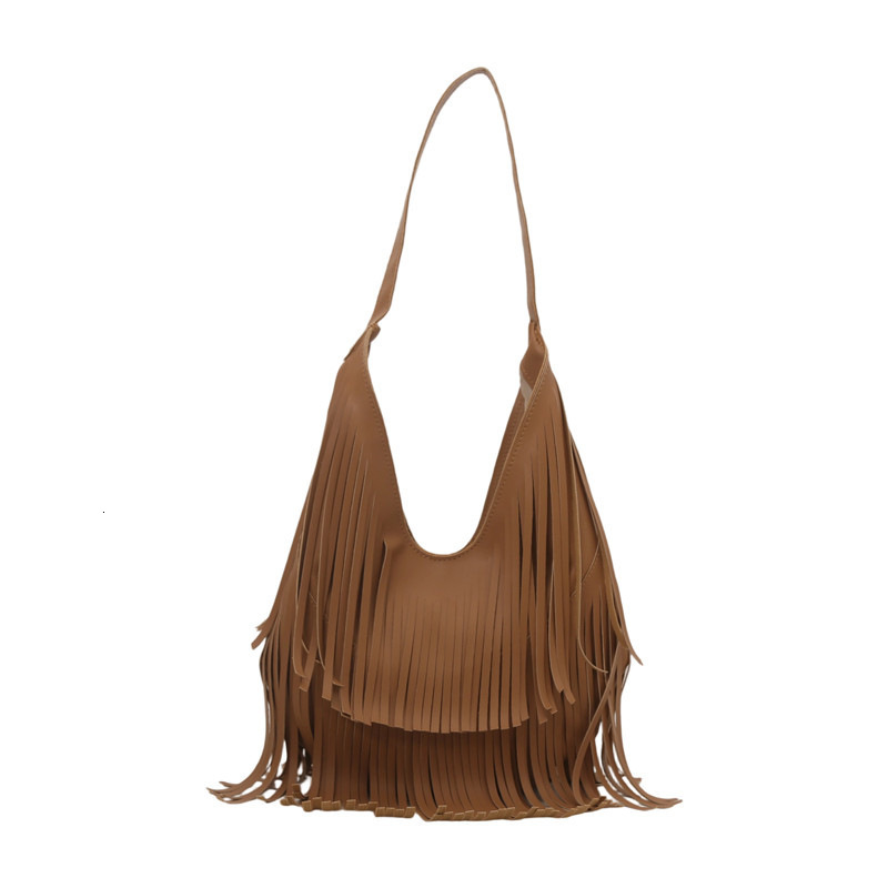 Small Tassels Shoulder Bags Women Korean Fashion Punk Style Underarm Bags Trendy Retro Pu Leather Handbag Female 240924