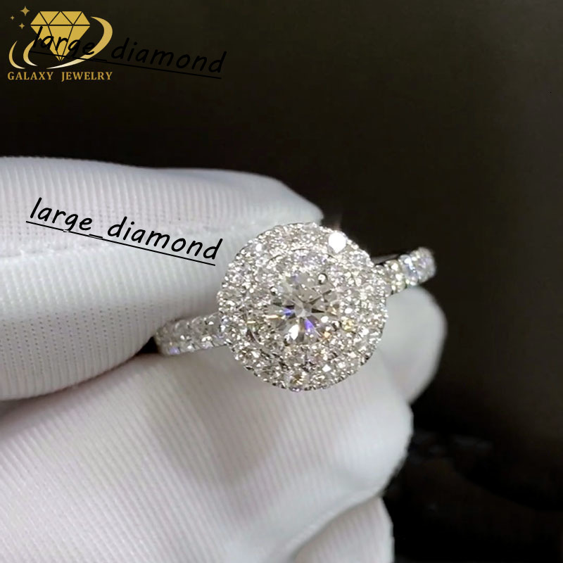 Galaxy Jewelry White Gold Lab Grown Diamond Ring Pass The Diamond Tester VVS Clarity D Color Custom Ring For Gift