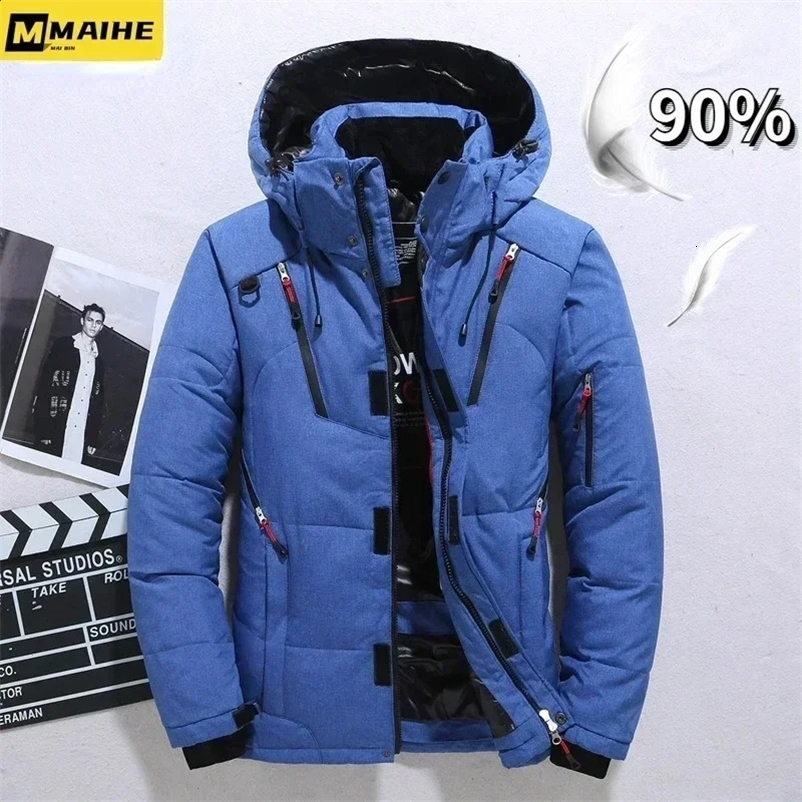 -20 Degree Winter Parkas Men Down Jacket Male 90% White Duck Down Jacket Hooded Thick Warm Padded Snow Coat Oversized 240912