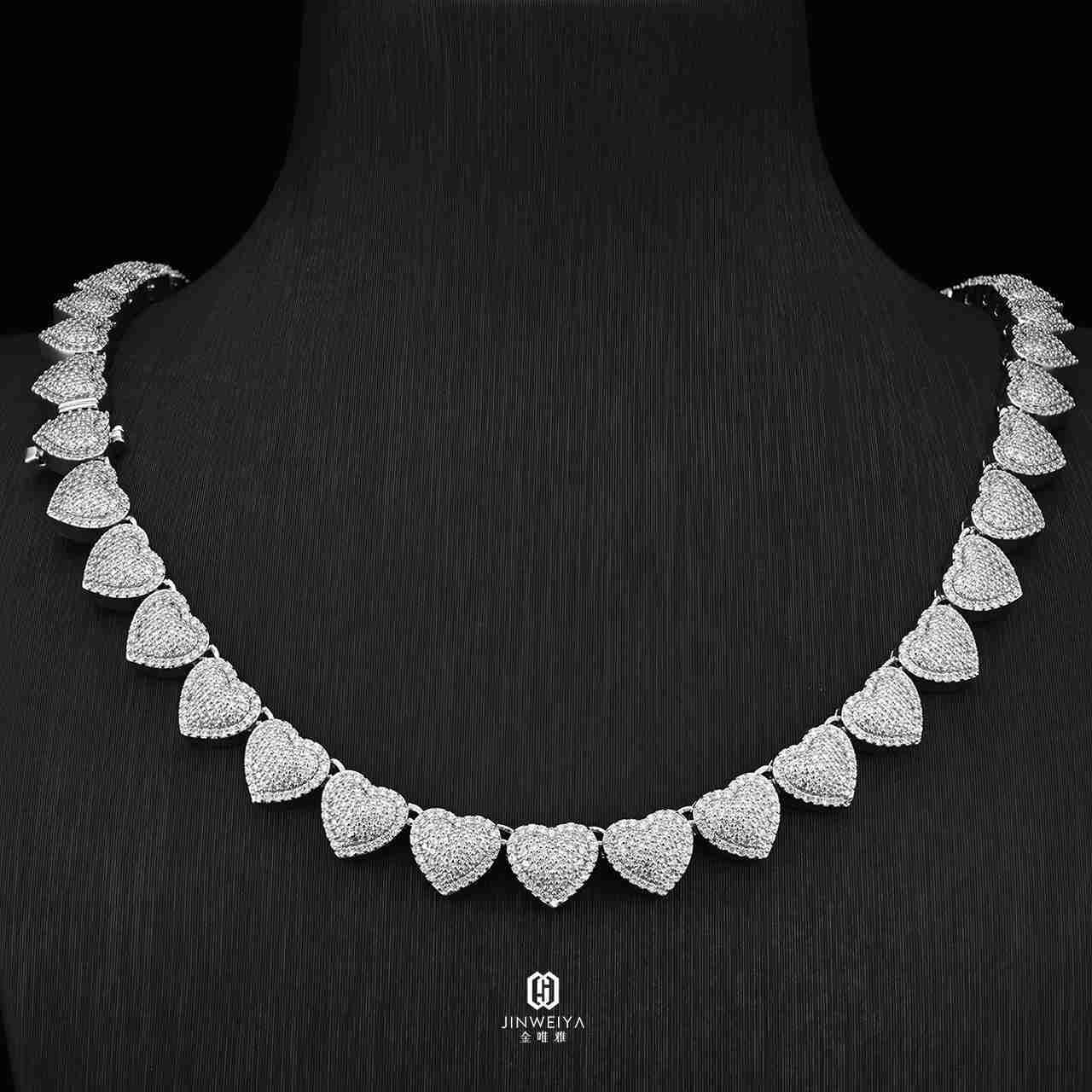 Hip Hop Rapper Jewelry Heart Shape VVS Moissanite Diamond 10mm 925 Silver Necklace Cuban Link Chain for Men Women