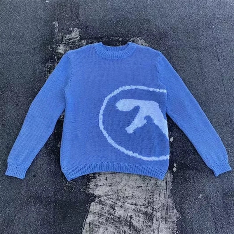 Mens Sweater Aphex Twin Knit Winter Oversized Vintage Long Sleeve Tops Jumper Pullover Y2k Streetwear Graphic Fashion Clothing 240912