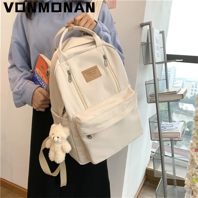 Multi functional double zipper womens backpack teenage girls laptop Rucksack student shoulder bag Korean school 240820