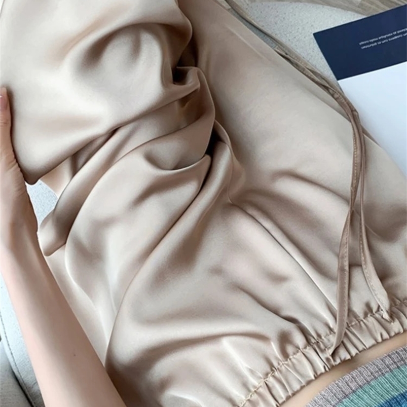 Womens Wide Leg Pants Summer Ice Silk Straight Trousers High Waist Ladies Casual Loose Satin Soft Full-length Pants for Women 240829