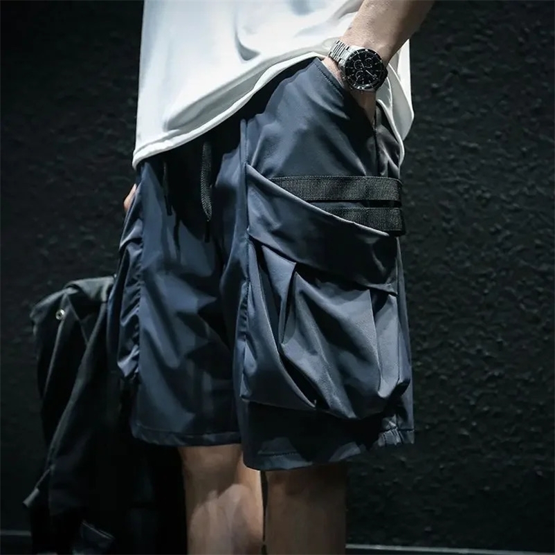 Mens Cargo Shorts Black with Pockets Short Pants for Men Draw String Cotton er Clothes Summer Streetwear Casual Y2k 250220