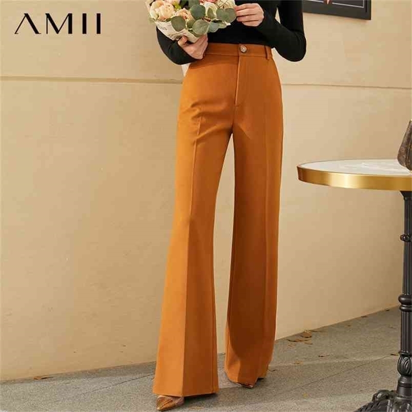 Minimalism Autumn Winter Causal Women's Pants Fashion OLstyle High Waist Solid Wide-leg Female Trousers 12040740 210527