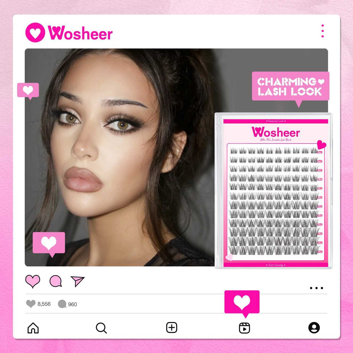 WOSHEER Eyelashes Clusters Natural Eyelash extension Cluster Lashes Volume Mixed Lashes Cluster Natural Lashes C250923